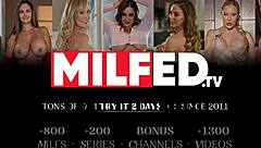 he gropes busty milf's big tits while she chats on phone unaware