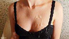 sexy lingerie handjob ends with hot cumshot explosion