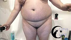 Descriptive BBW girlfriend shaves fat shaved pussy smooth for friend play