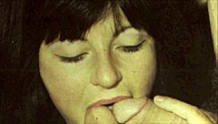 secret vintage slut services two throbbing cocks with her hungry mouth