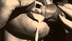 secret vintage slut services two throbbing cocks with her hungry mouth