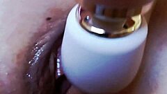 Mature Magic Wand Massages Swollen Wet Monster Pussy Lips Closeup