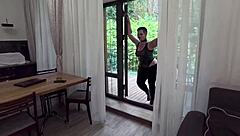 brunette babe rough anal pussy fuck cum mouthful party