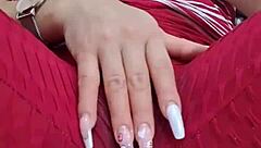 colombian babe rubs wet cameltoe through leggings dirty talking to cum