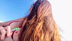 italian milf artemisia love flashes huge tits and rock-hard nipples on miami beach