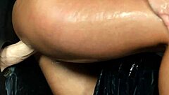 eurobabe at gloryhole gets completely drenched in thick cum bukkake