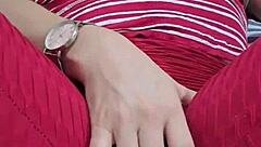 colombian babe rubs wet cameltoe through leggings dirty talking to cum