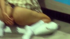 i catch hot girl fingering ass after class and stroke behind her