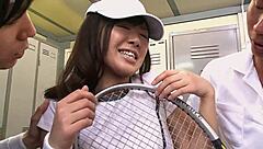 Skinny Japanese teen double creampie mmf tennis lesson fuck