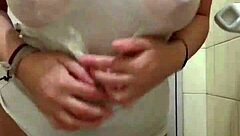 hey stepdaughter sends video showing big white tits playing wet naked in bathroom