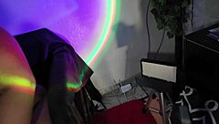 my chubby big tits friend caught me stroking my huge cock to porn