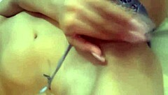 latina teases with new lingerie dildo play