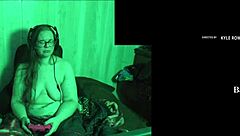Glasses BBW Brunette's Big Natural Tits Bounce Naked At Lake House