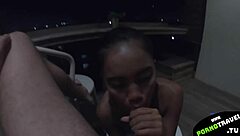 Petite Thai Girlfriend Swallows Horny Boyfriend's Cock Balcony Blowjob