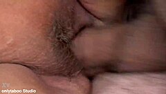 big belly chubby mature roughly fucks homeless man's cock outdoors?