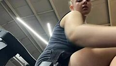 Curvy Bbw Fingers Fat Pussy to Orgasm Cumming Public Gym