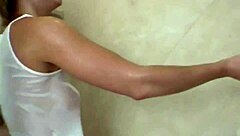 sweet blonde teen teases nipples in wet shower