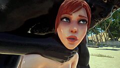 Redhead Deepthroats Monster Black Cock to Rough Outdoor Facial