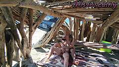 Pussy flashing risky student teacher session on canary beach