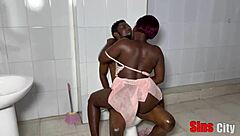 Hey you sneaky bathroom sex with ebony riding big black cock doggystyle