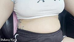 Chubby Dakota Marr Masturbates Wet Pussy Driving Public Car Play