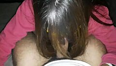 gulping warm creampie milk on the sofa!