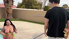 busty boston cougar interrupts game craving huge cock ride