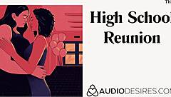 What secrets unfold in this steamy lesbian reunion audio?