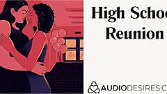 What secrets unfold in this steamy lesbian reunion audio?