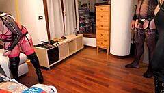 lady morgana whips kika's slave paolo backstage