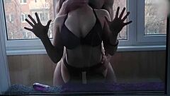 young couple fucks wildly on balcony ignoring neighbors