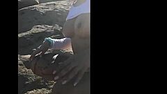 hey sexy ebony nearly caught fingering wet pussy outdoors