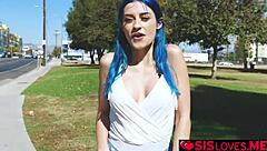 jewelz blu THRUSTS VIBRATOR deep in PUSSY to CUM publicly stifling MOANS