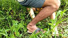 Horny babe fucked publicly outdoors at ranch with cumshot