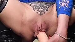 Milf rams huge dildo in gaping big pussy closeup 😍💦🔥