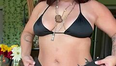 Curvy pawg paisley flowers teases big ass tits in bikini