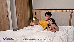 Cuckold wife sneaks huge cock ride from husband's friend right beside him