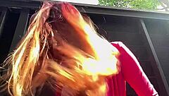 Italian Milf Artemisia's Long Hair Fetish Outdoor Tease