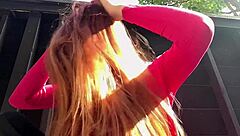 Italian Milf Artemisia's Long Hair Fetish Outdoor Tease