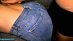 ripping jeans to edge and cum on her huge ass cheeks