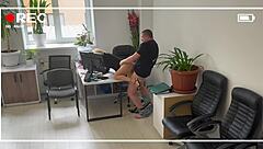 Office Slut Ravished While Hubby Nearby