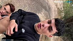 twink cruising buddies run outdoors then fuck passionately like wild friends