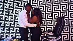 secretary bends over desk fucking employee for promotion