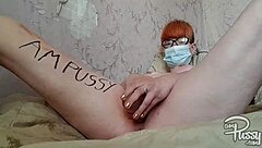 nerd redhead's dildo stretches shaved pussy deep?