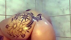 brazilian latina wife dances then teases tight ass under shower first time