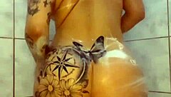 brazilian latina wife dances then teases tight ass under shower first time