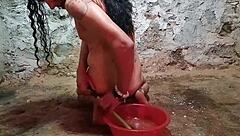 Crossdressing Shemale's Naughty Pickle Anal Tease