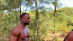 muscular stud fucks hard on trail