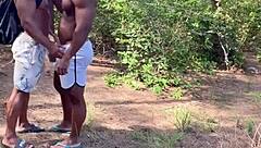 muscular stud fucks hard on trail