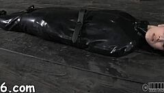 petite 18+ strips nude inside femdom bdsm steel cage before sucking hardcore cock domination